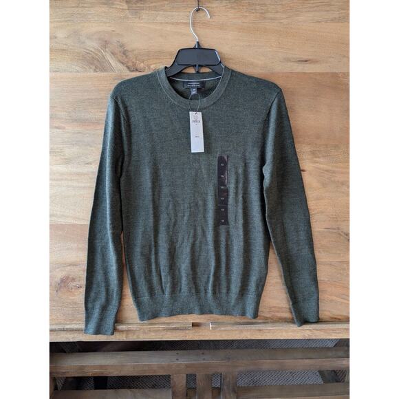 Banana Republic Other - Banana Republic Sweater Mens XS Green Merino Wool Crew Neck Ribbed Hem Pullover